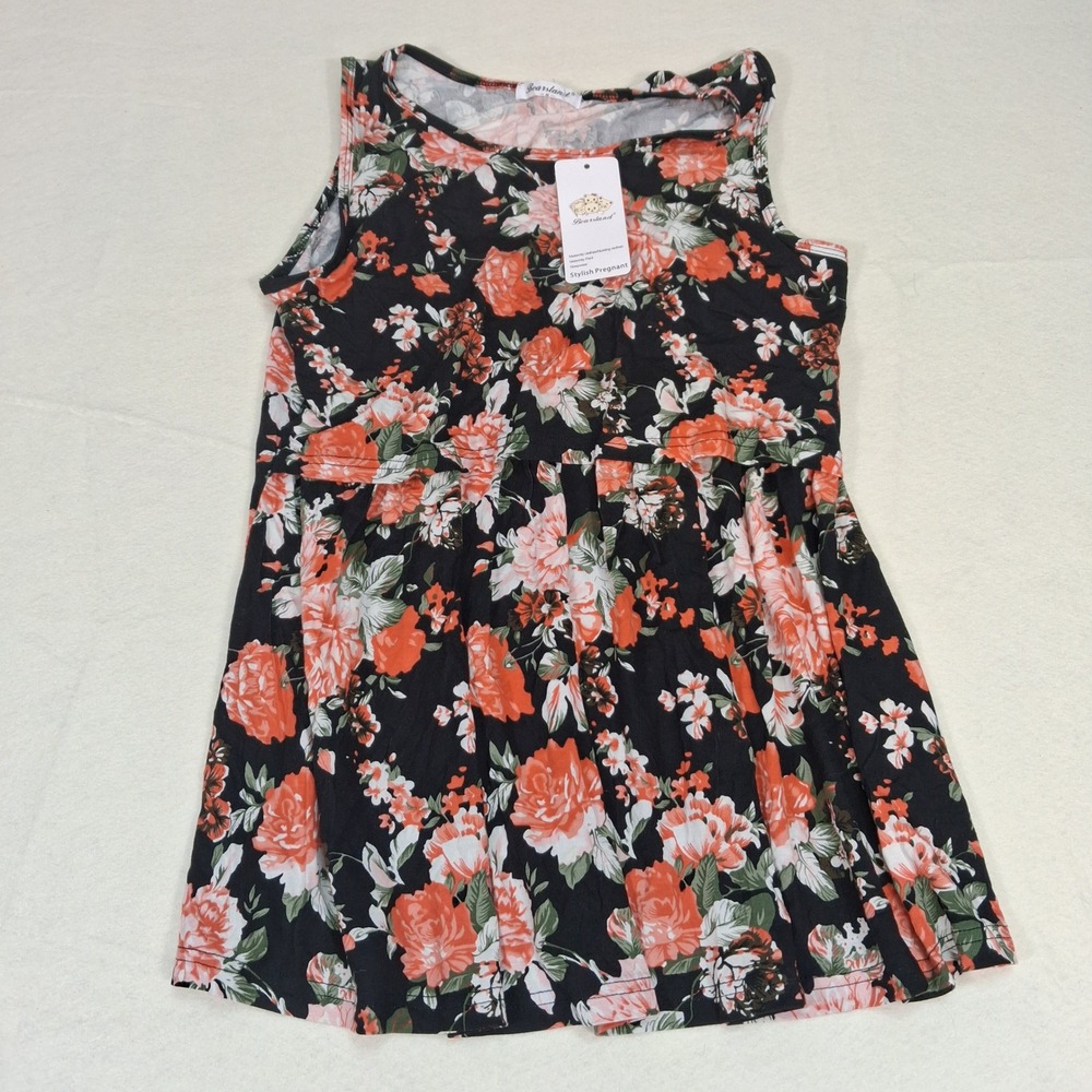 Bearsland Maternity Nursing Tank Top Women M Black Floral Sleeveless Stretch
